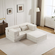 White 2-Seater Ottoman