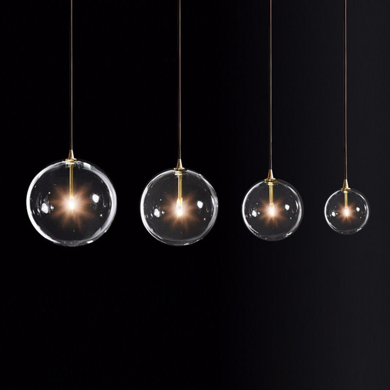 Simple Glass Chandelier Transparent Ball Lamp