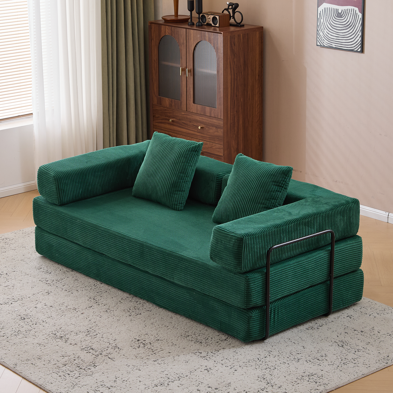 Dark Green Corduroy Sofa