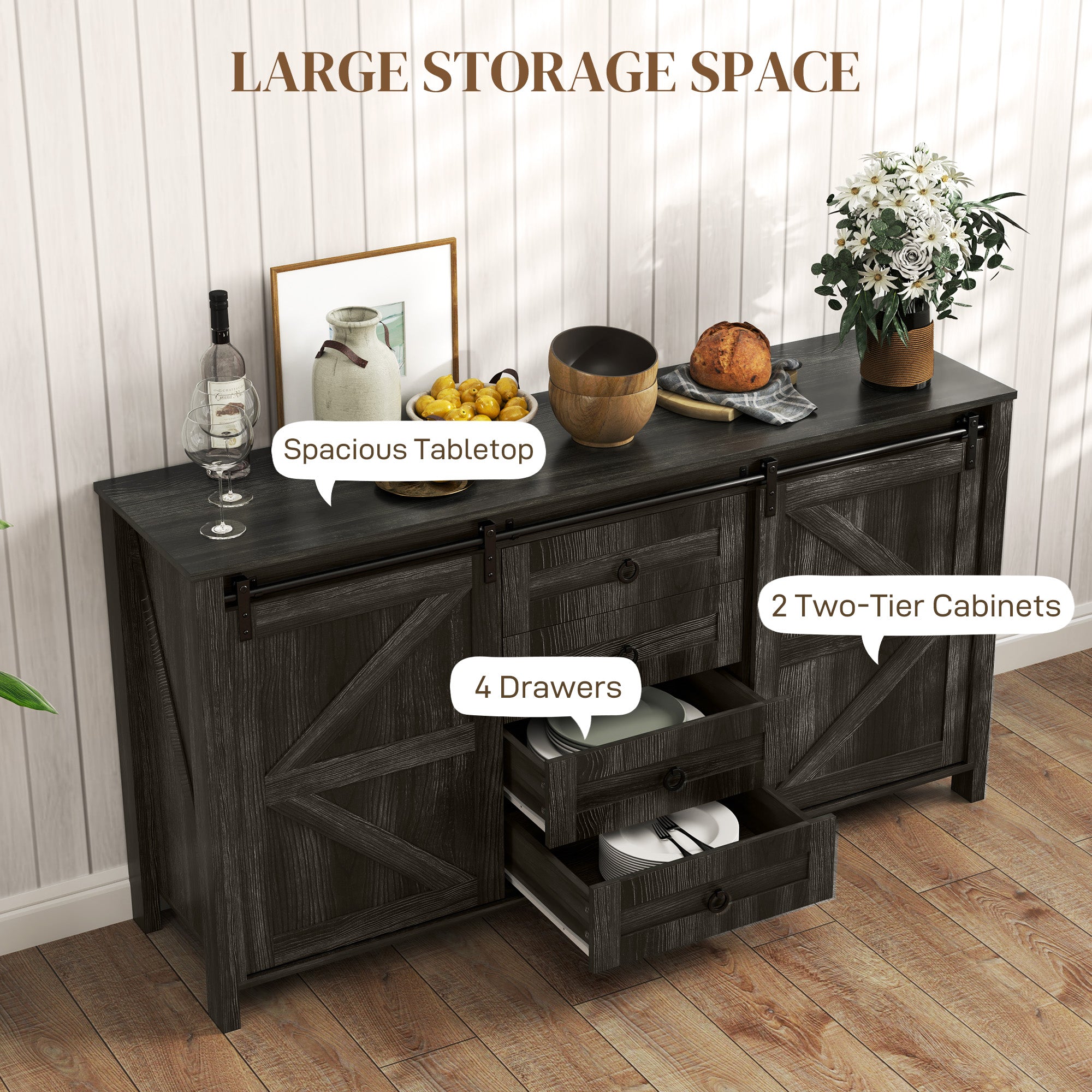 Gray Farmhouse Buffet Cabinet