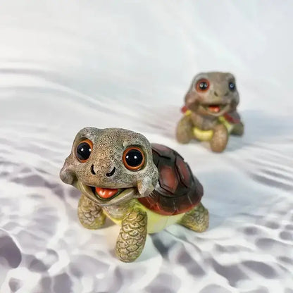 Charming green and pink resin crawling turtle sculpture with detailed scaly texture and expressive eyes for decorbites crawling turtle decor