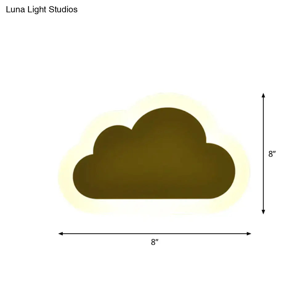 An 8-inch olive green cloud-shaped led night light with a soft glowing halo for bedroom wall sconce lighting