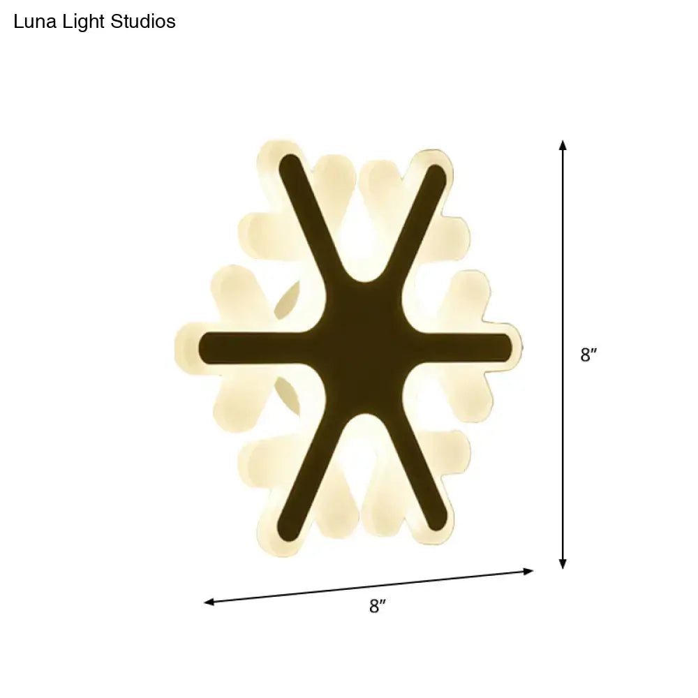 Modern eight-inch square led ceiling light with dark frame and cream glowing petal accents for bedroom use