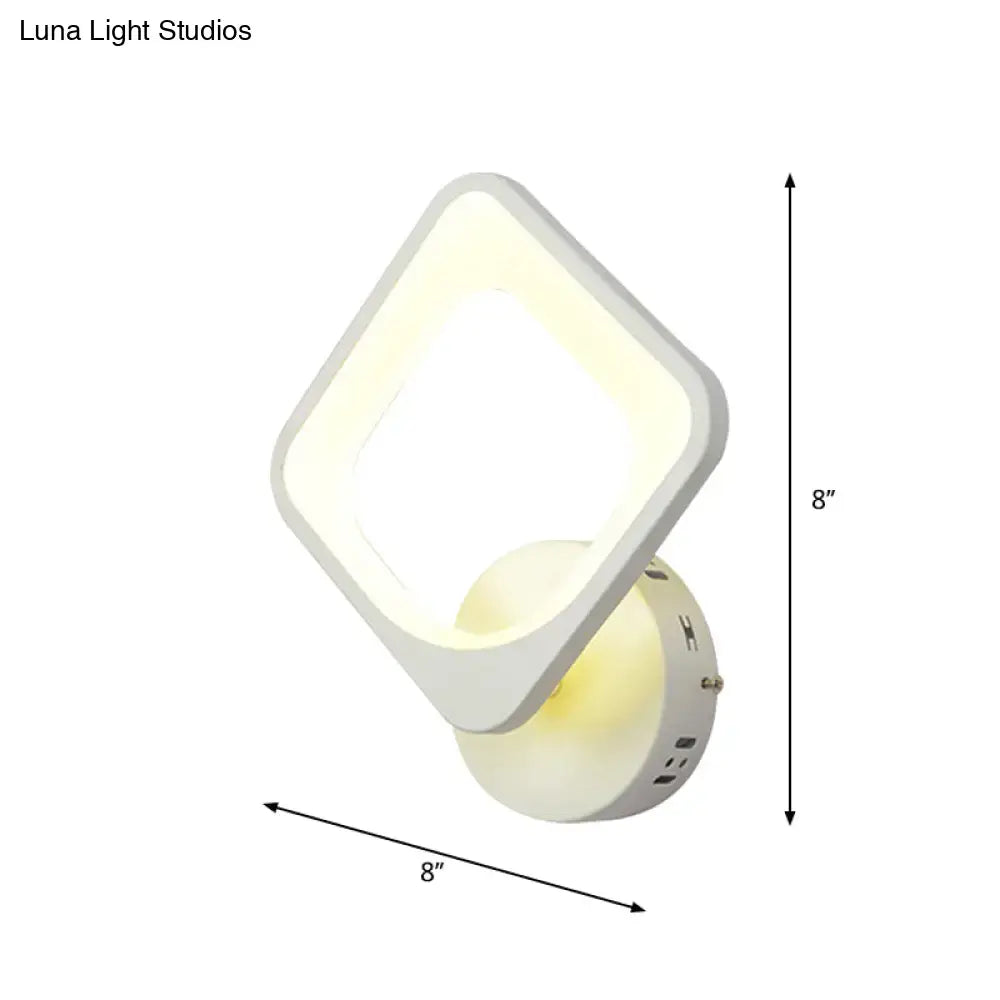 Modern white square led wall sconce with sleek minimalist design and 8-inch height for bedroom lighting