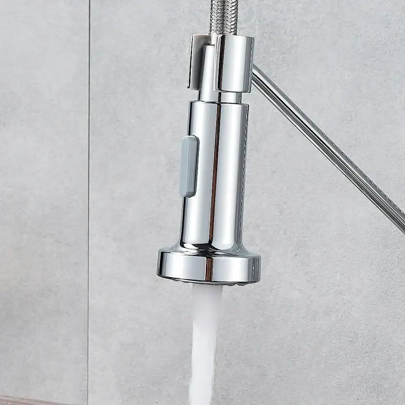 Chrome finished decorbites dual function kitchen sprayer head with sleek modern design and flexible braided hose for faucets