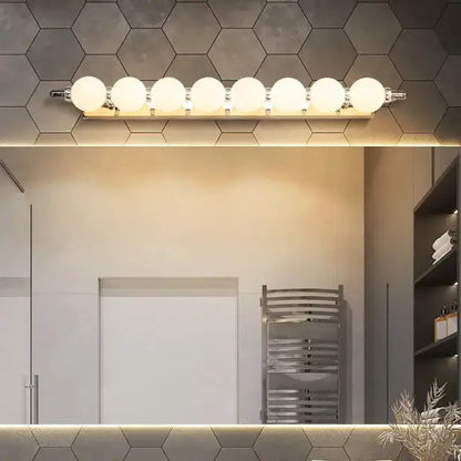 Modern chrome wall sconces with seven frosted glass globe bulbs for bathroom decorbites bubble ball mirror lighting