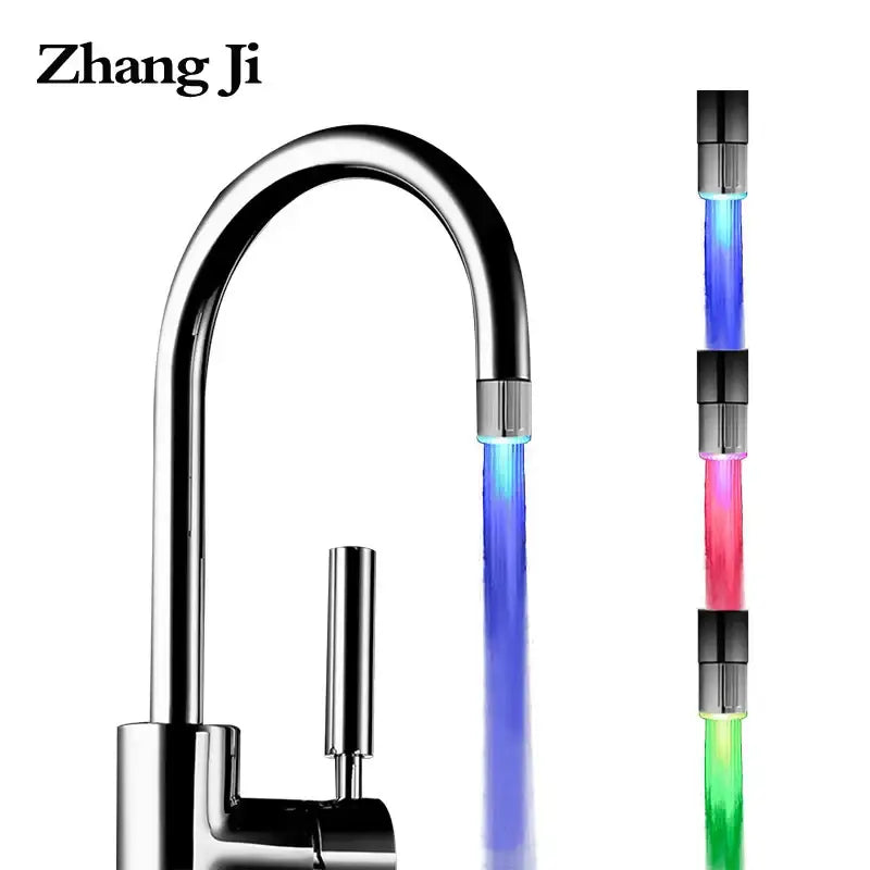 Shiny chrome led faucet aerator with colorful led water flow lighting for kitchen water saving use