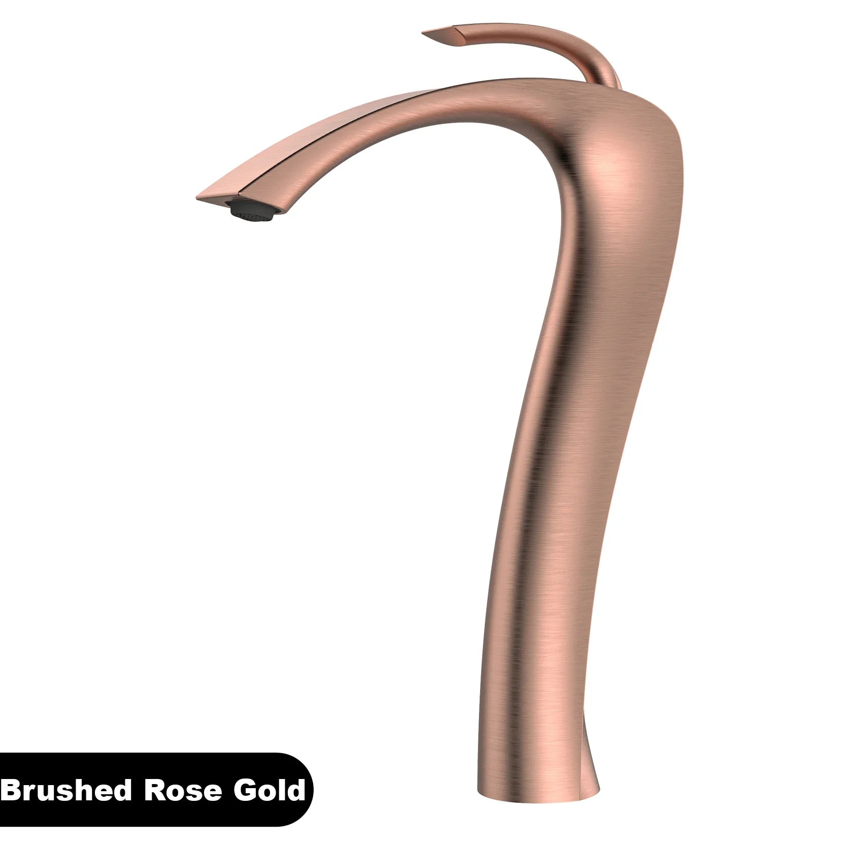 Brushed rose gold deck mounted bathroom vanity faucet with single hole design and cold water control ceramic valve