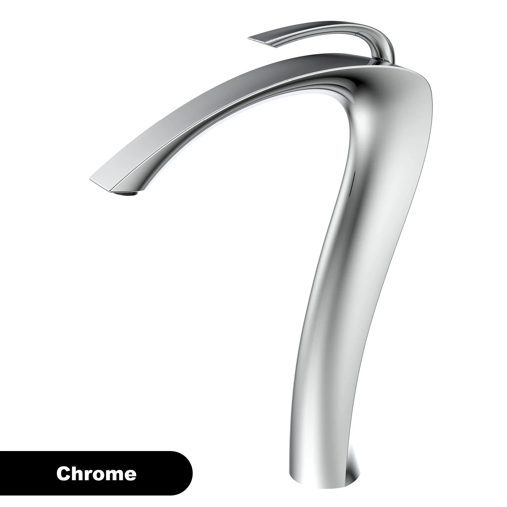 Chrome luxury brass single hole bathroom vanity faucet with waterfall spout cold water control and chrome housing material
