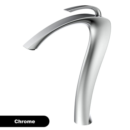 Chrome luxury brass single hole bathroom vanity faucet with waterfall spout cold water control and chrome housing material