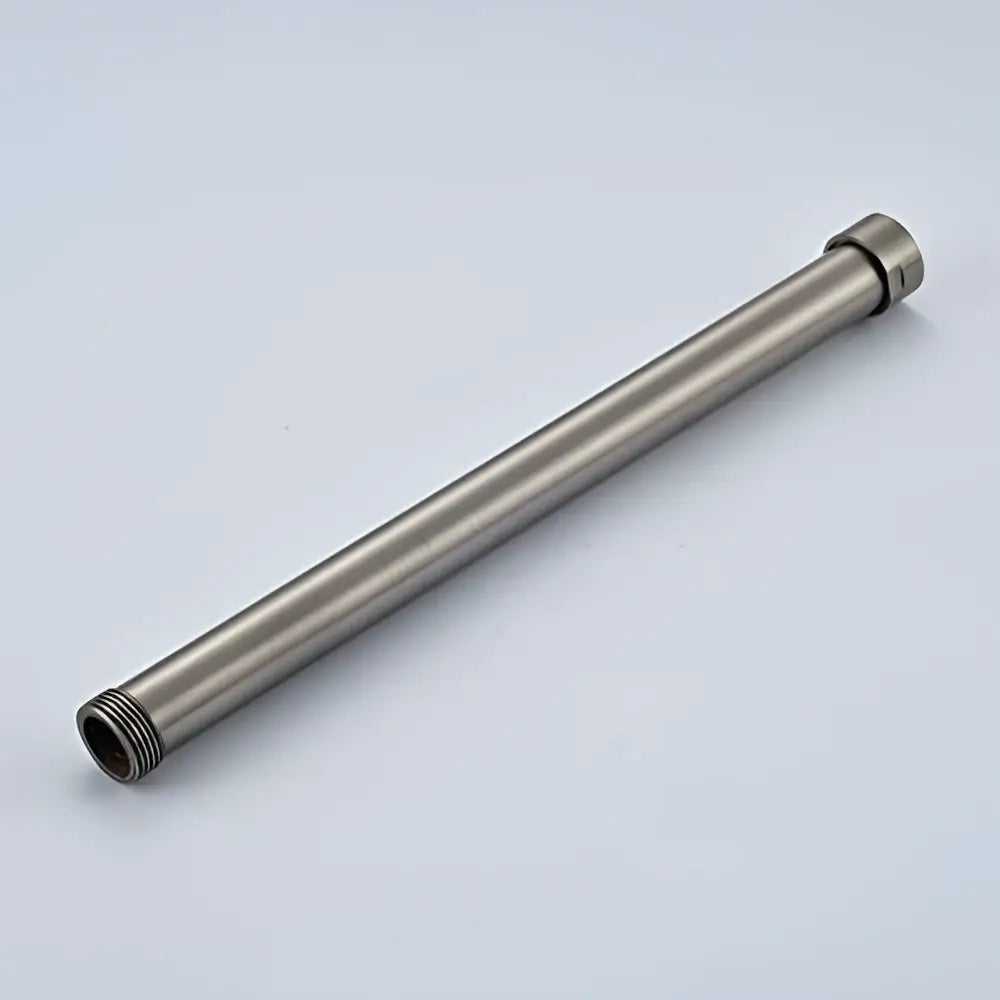 Chrome rectangular shower faucet extension tube made of brushed stainless steel with threaded ends for secure mounting