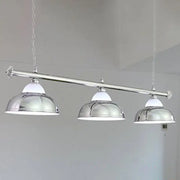 Decorbites stainless steel billiard light featuring chrome finish three-light design for game room ceiling use
