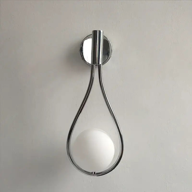 Chrome teardrop wall sconce with frosted white glass ball and chrome finish for bedroom decorbites black glass style