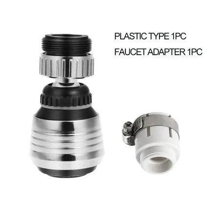 Silver and black plastic kitchen faucet adapter with ridged adjustable knob for decorbites kitchen faucet aerator use