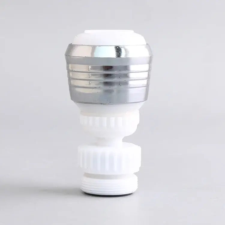 White and chrome kitchen faucet extender with sleek ribbed metallic collar for decorbites kitchen faucet aerator use