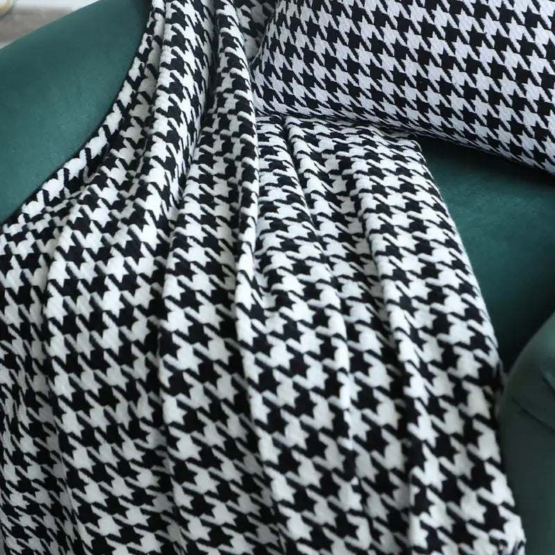 Classic black and white houndstooth throw blanket with soft textured weave by decorbites houndstooth throw for living room decor