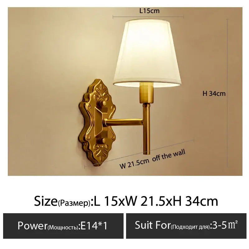 Classic gold cloth cover wall light featuring an ornate gold-toned sconce with a white fabric lampshade decorbites cloth cover wall