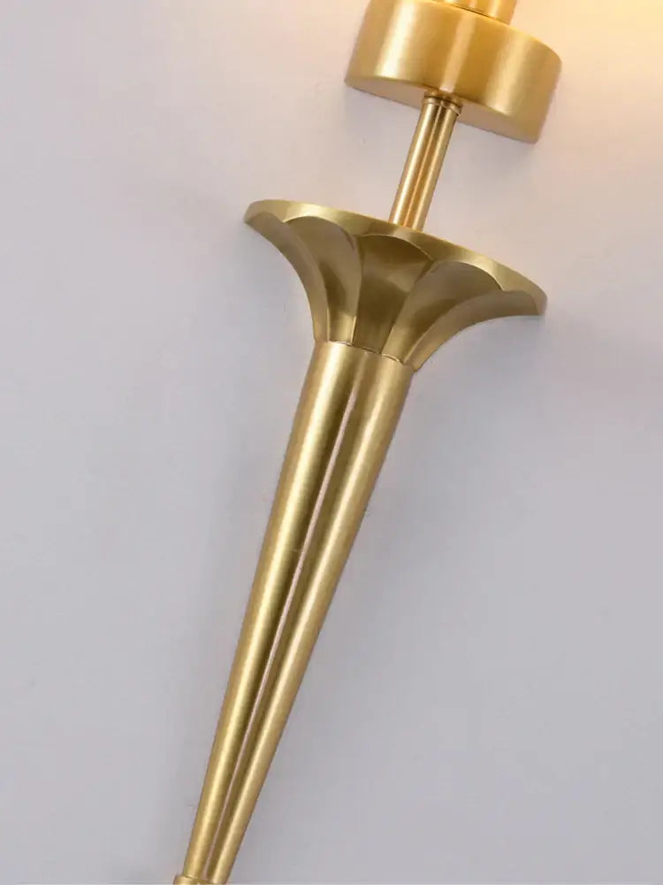 Classic gold fluted wall lamp with fabric shade resembling an elegant candlestick for bedroom decorbites copper wall lamp