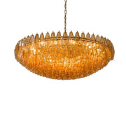 Classic pink and amber glass chandelier with cascading textured design large pink glass dining room lighting decorbites large pink