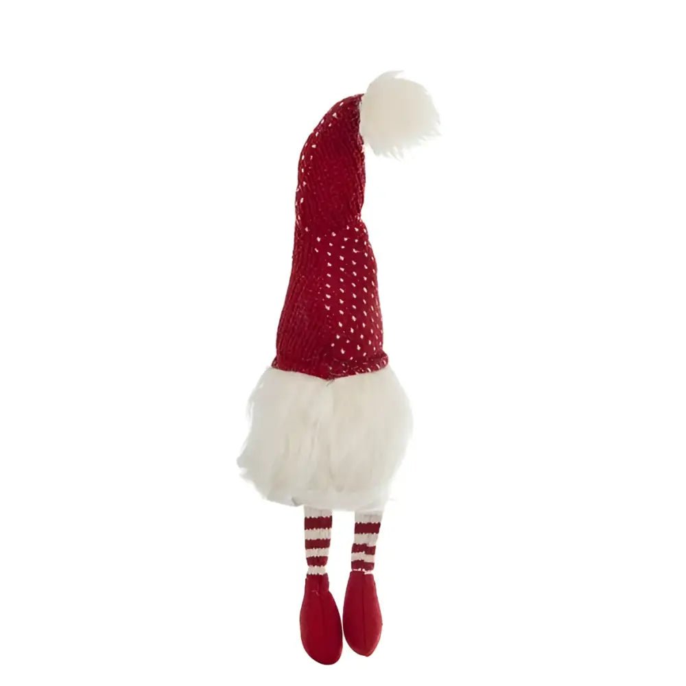 Classic red & white christmas gnome with fluffy white beard living room decor - Decorbites