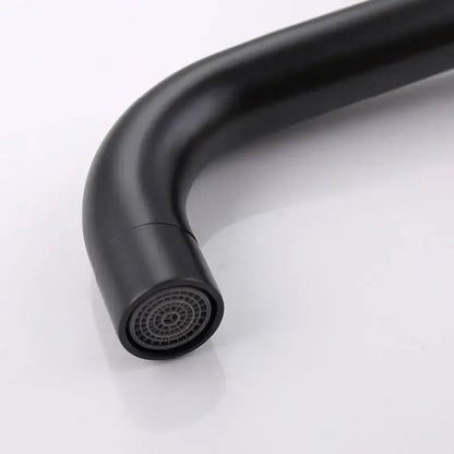 Classic wall-mounted matt black bathroom faucet with ceramic plate spool brass valve core and curved spray head