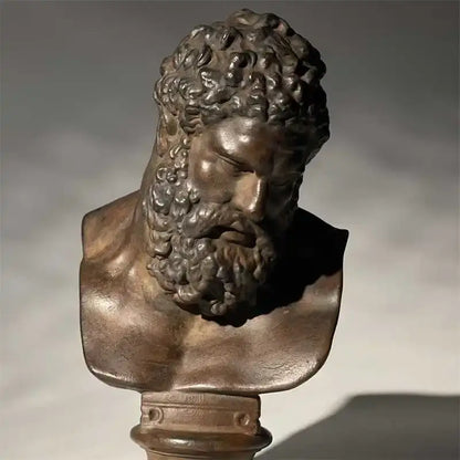 Bronze bust of a bearded man with curly hair as classical art sculpture hercules abstract figurine for living room decorbites decor