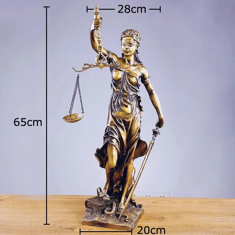 Golden classical bronze justice goddess resin sculpture blindfolded with scales and sword for living room decorbites decor
