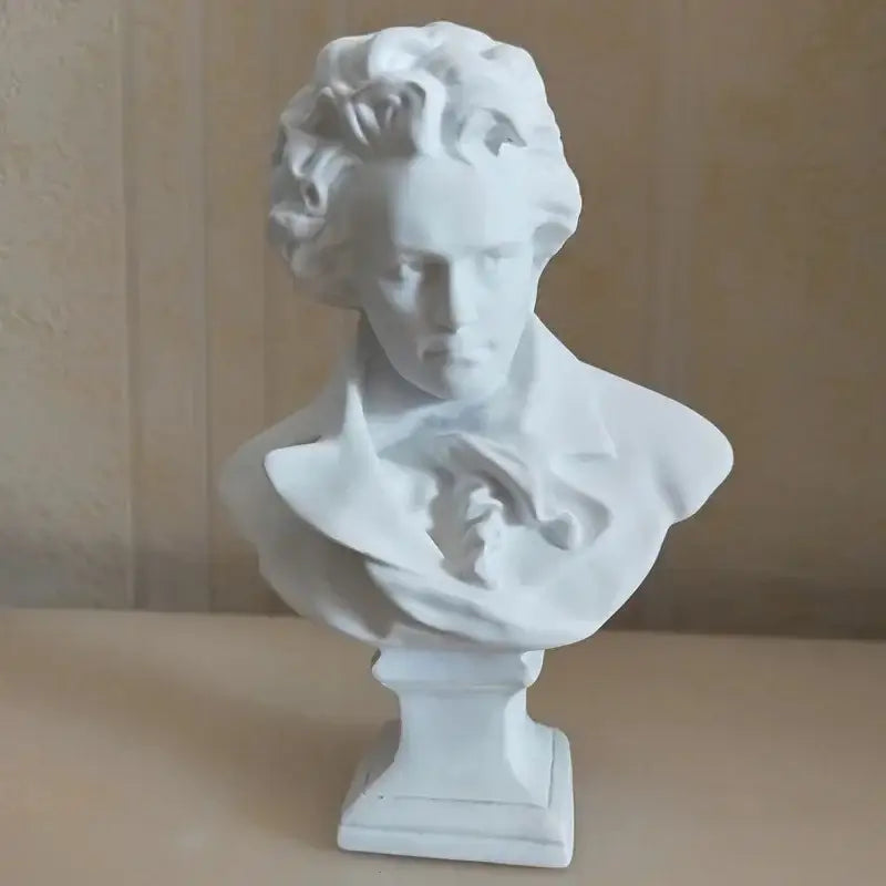 Classical white marble david statue head sculpture mini with curly hair on square pedestal for living room decor