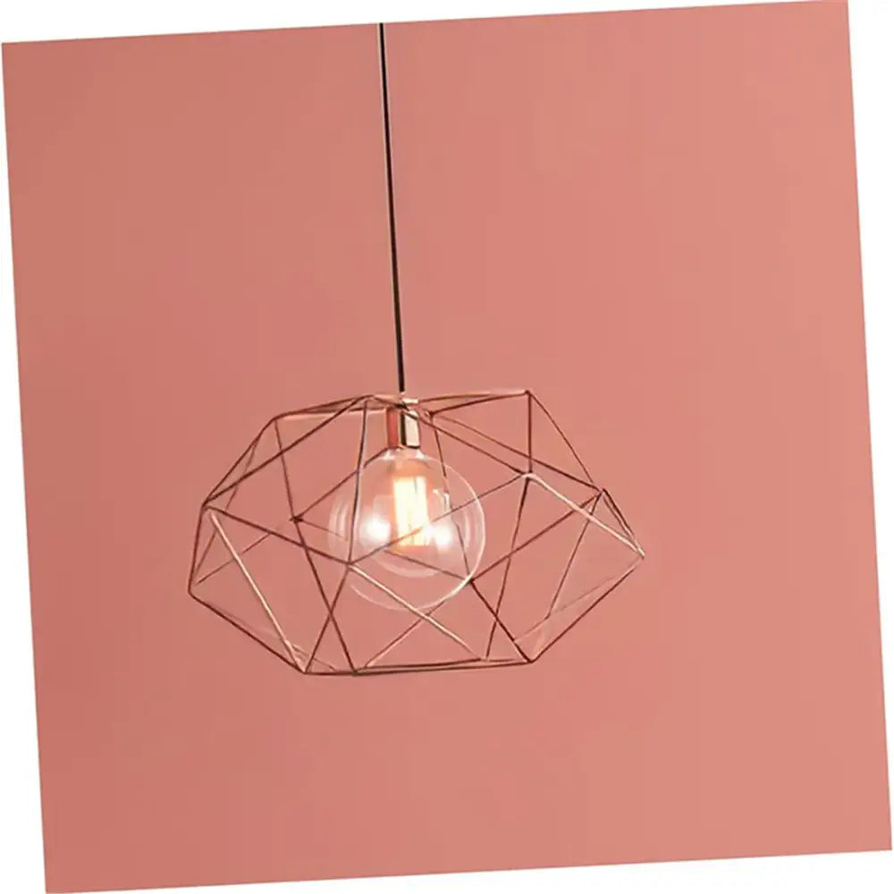 Geometric copper wire pendant light with clear 11mm opening glass lamp shade for living room decorbites set