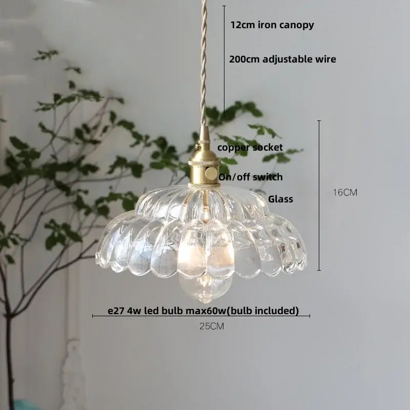 Clear pendant lamp with amber glass walnut shade, brass copper socket, and adjustable braided wire suspension for decorbites amber glass