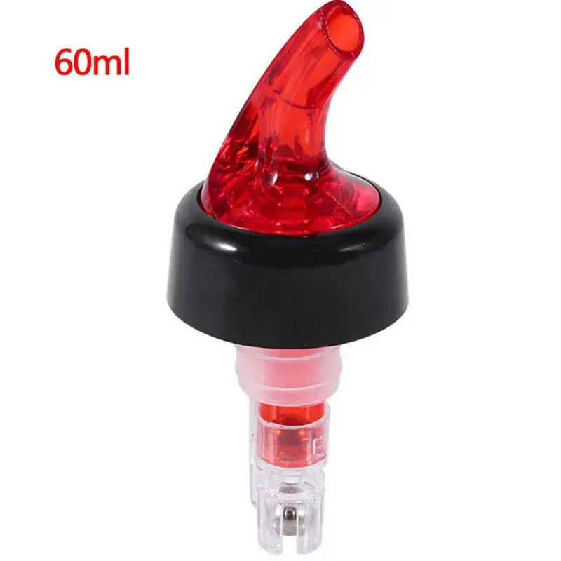 Red and black plastic decorbites liquor pourer bottle dispenser with 60ml capacity for kitchen barware use