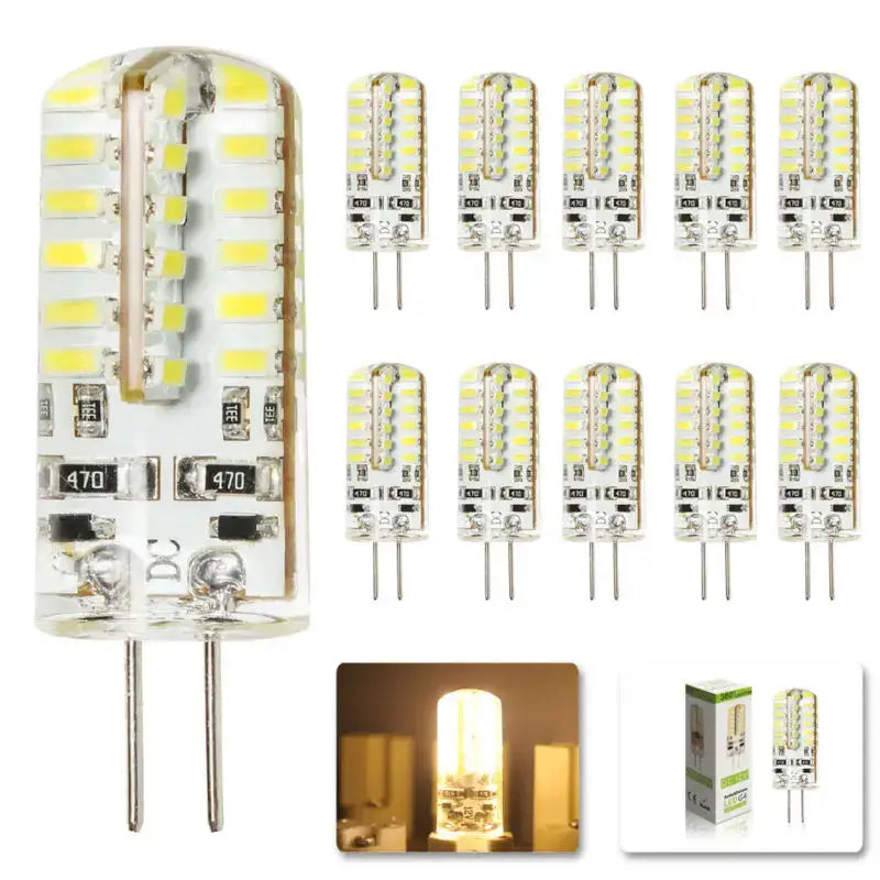 Clear cylindrical led bulb 4w 3014smd with yellow leds and two metal pins for decorbites g4 led spotlight use