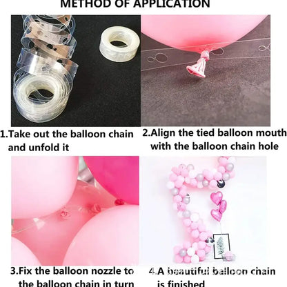 Clear transparent balloon arch garland kit with black circular holes and matching adhesive tape for party decor