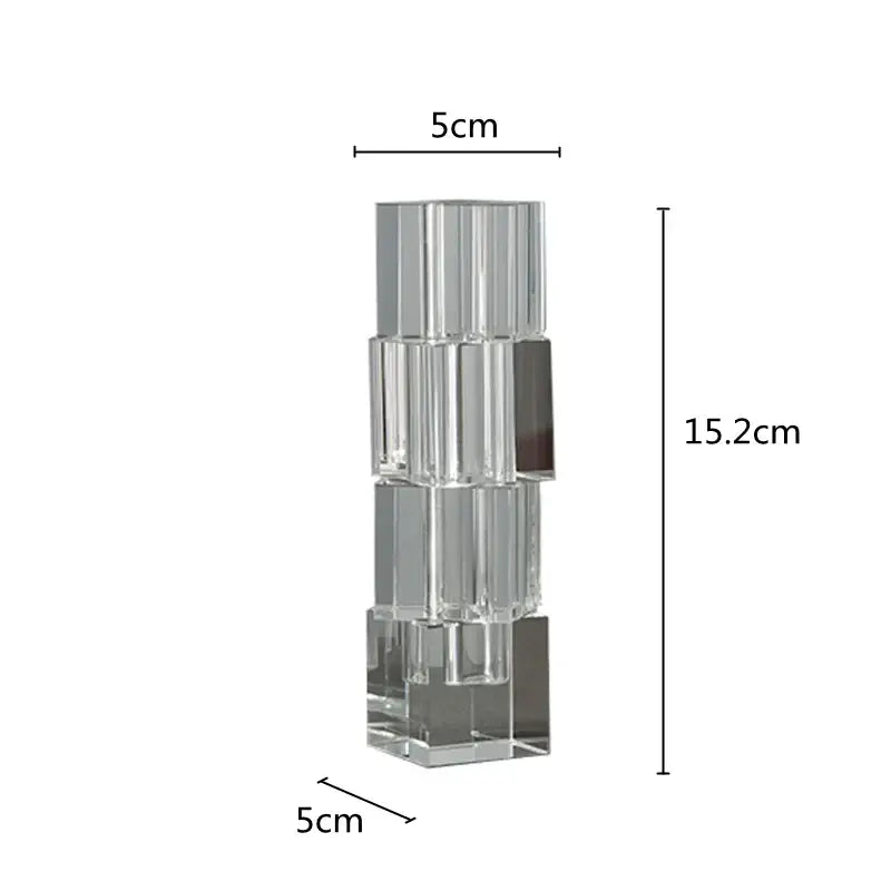 Clear acrylic geometric glass vase stack with fluted rectangular segments for modern living room decorbites decor