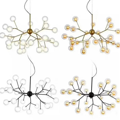 Clear g4 glass shade replacement globes for chandelier dining room with modern brass or black metal branch-style frames