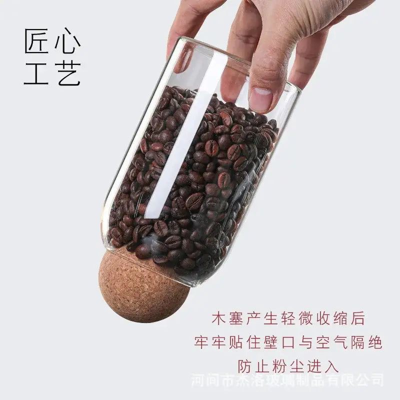 Clear glass coffee bean storage jar with natural cork stopper from decorbites glass bottle dispenser set kitchen jars