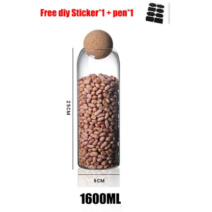 Clear glass bottle dispenser set with cork stoppers filled with peanuts decorbites glass bottle for kitchen use