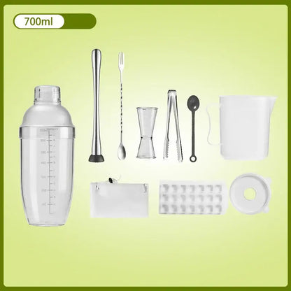 Clear glass cocktail shaker with silver lid and measurement markings ideal as a decorbites cocktail shaker and beverage mixer