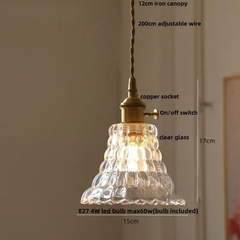 Clear glass flower acrylic led pendant light with textured bubble design and brass metal for dining room decorbites acrylic led