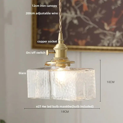 Clear glass flower acrylic led pendant light with clear textured glass and brass copper socket for dining room decorbites acrylic led