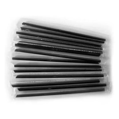 Clear individually wrapped black plastic drinking straws in a clear plastic package from decorbites 100pcs multi color set