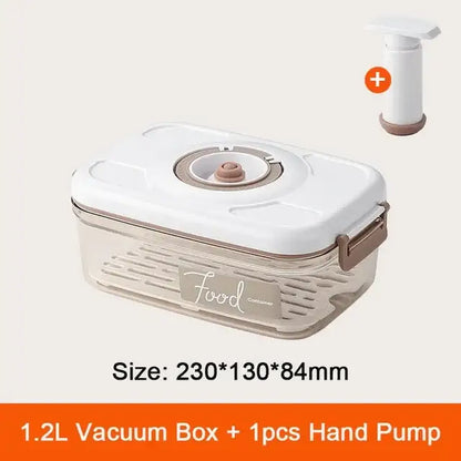 Clear plastic 1.2l decorbites fresh-keeping vacuum canister with white lid beige accents and hand pump for tight sealing