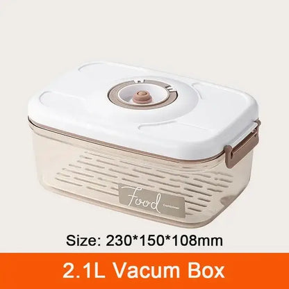 Clear plastic 2.1l decorbites fresh-keeping vacuum canister with white lid and beige sealing knob for kitchen storage
