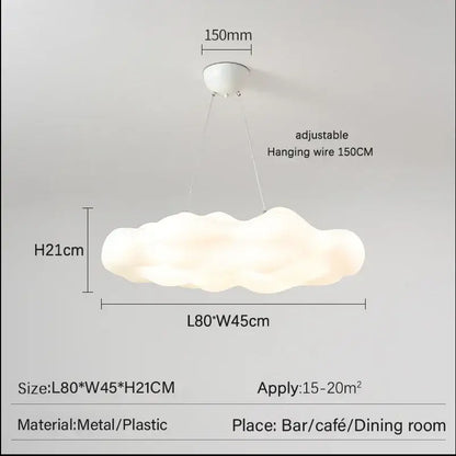 A white decorbites cloud led ceiling chandelier pendant light with smooth plastic finish and metal hardware for bedroom decor