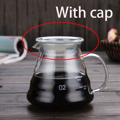 Clear glass cloud shaped coffee kettle with matching lid and measurement markings for kitchen use by decorbites