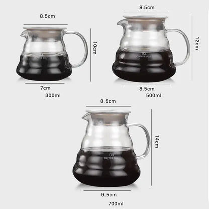 Three clear cloud shaped glass coffee kettle pots with handles and lids in 300ml 500ml and 700ml sizes decorbites cloud shaped