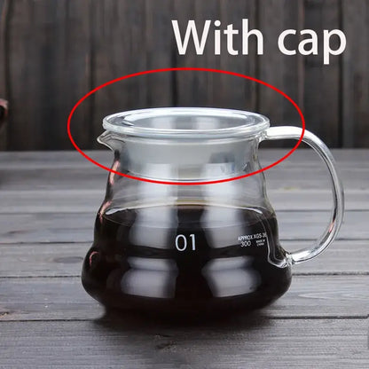 Clear glass cloud shaped glass coffee kettle with handle and lid marked 01 for kitchen heat resistant use by decorbites