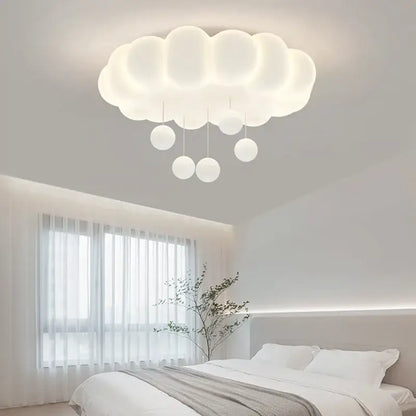 A soft off white cloud shaped pendant light with hanging spherical bulbs decorbites dimming pendant chandelier light