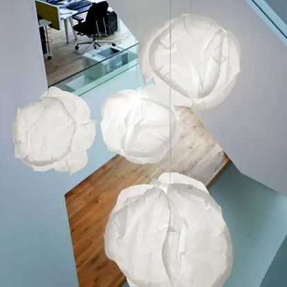Cloud white pendant light organic rice paper cluster with crinkled texture by decorbites ideal for kitchen decor
