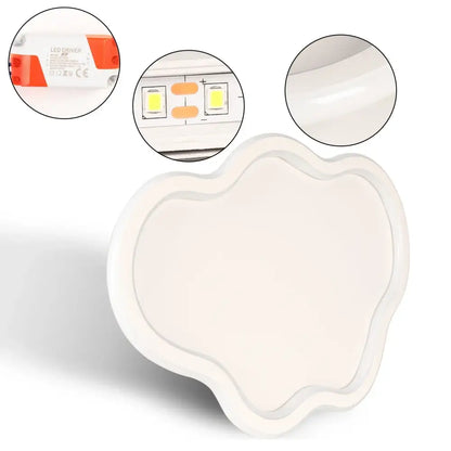 Cloudy white kids ceiling lamp by decorbites with a white cloud-shaped led light fixture and integrated circuit board